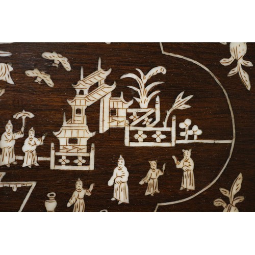 97 - Bone Inlaid Oriental Tray, 31cm x 21.5cm