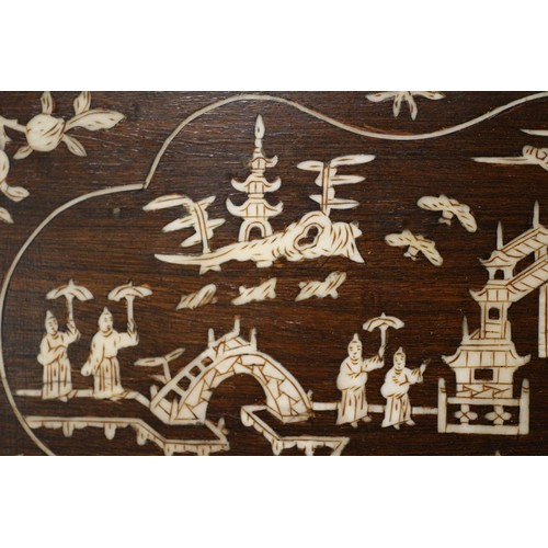 97 - Bone Inlaid Oriental Tray, 31cm x 21.5cm