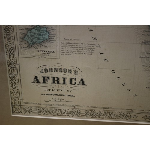 107 - Johnsons Africa Hand Coloured Map, 58.5 cm x 74.5 cm