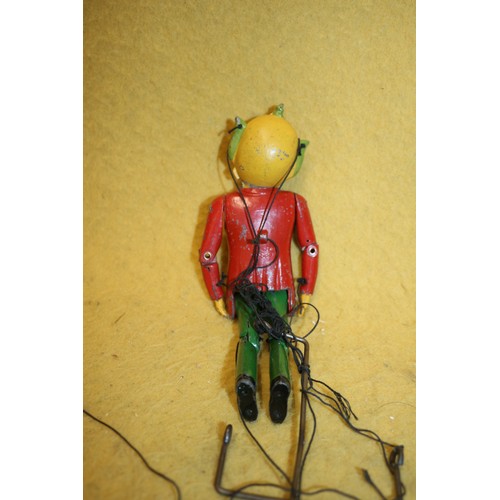 115 - Vintage Mr Turnip Luntoy Product Metal Puppet plus Clockwork Pecking Bird