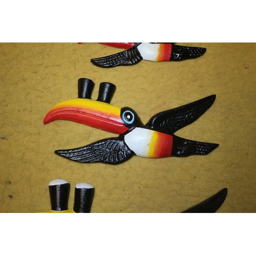 130 - Set of Graduated Cast Iron Guinness Toucans, Largest is 25.5cm