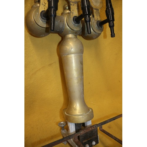 132 - Heavy Brass Pub Beer 3 Arm Dispenser/Pump, Brass Section is 52cm Tall