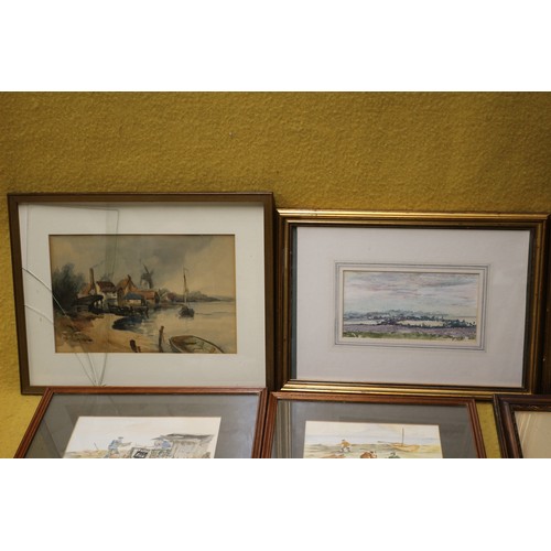 239 - Selection, (14), of Mixed Media Paintings - Several Signed - all except 1 are Framed and Glazed