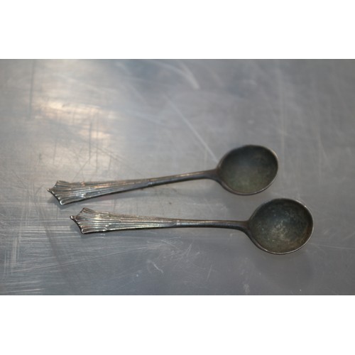 159 - Hallmarked Pair of Salts plus Hallmarked Spoons Dated 1898 - 53g