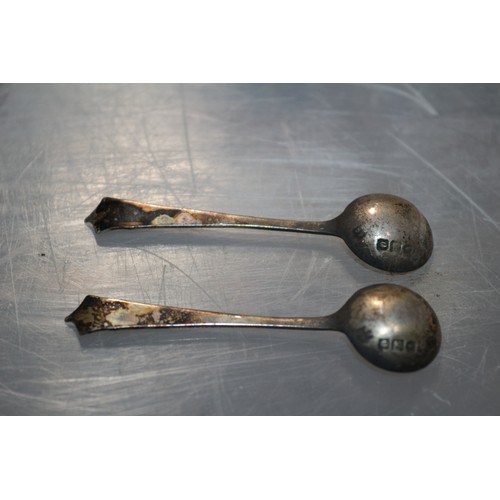 159 - Hallmarked Pair of Salts plus Hallmarked Spoons Dated 1898 - 53g