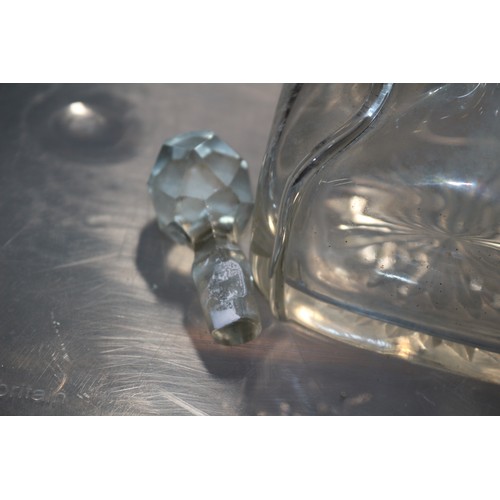 165 - 19th Century Silver Hallmarked, (Faint), Topped Glass Glug Glug Decanter with Unusual Coloured Ball ... 