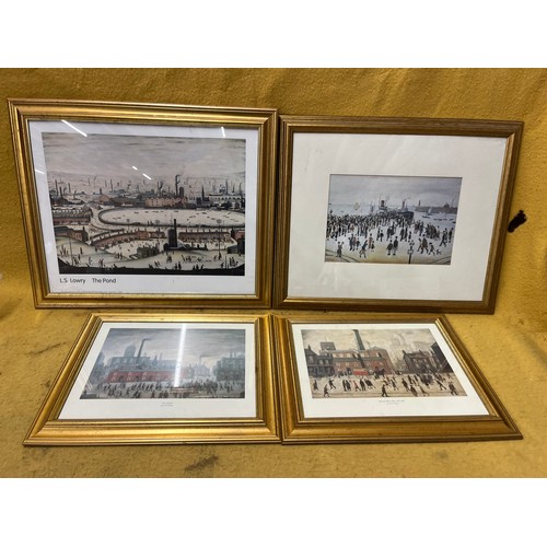 21A - 4 L.S Lowry Prints including 'The Pond', 'An Accident', 'Coming Home from the Mill' and 'Ferry Boats... 