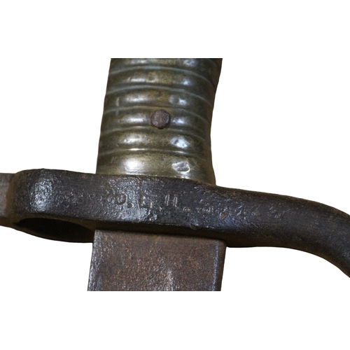 35 - Early Believed 19th Century, French, Chassepot Bayonet.