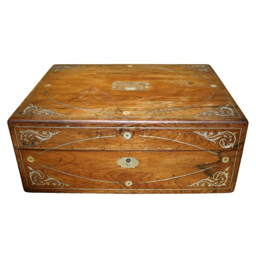 55 - W Childs' Fancy Repository Writing Box with Mother of Pearl Inlay - Circa 1880's