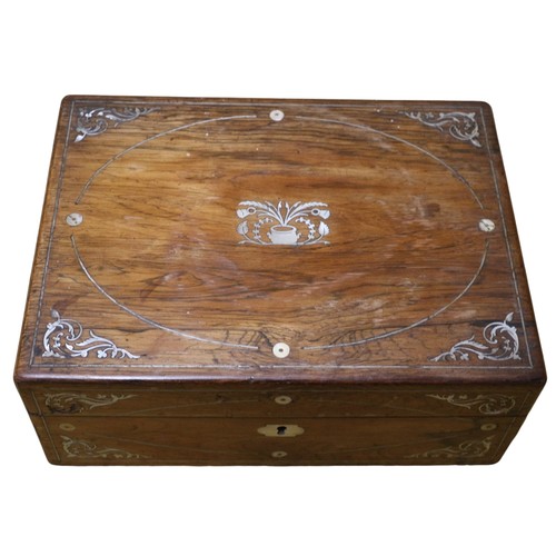 55 - W Childs' Fancy Repository Writing Box with Mother of Pearl Inlay - Circa 1880's