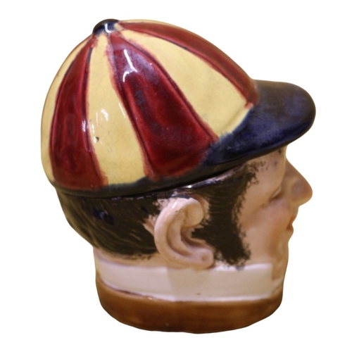 36 - Jockey Head Design Tobacco Jar - Late 19th Century Era - 14cm Tall