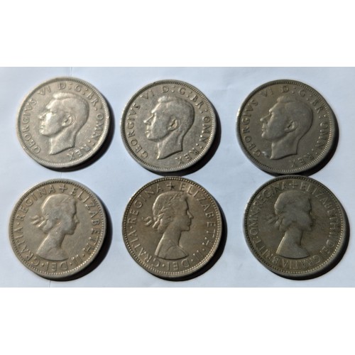 102 - Numismatics - Nice Selection of 6 x Half Crown Coins Ranging from 1948 to 1965