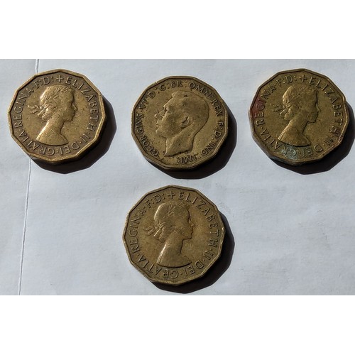 104 - Numismatics - Selection of 4 Three Penny Coins - 1942 to 1965