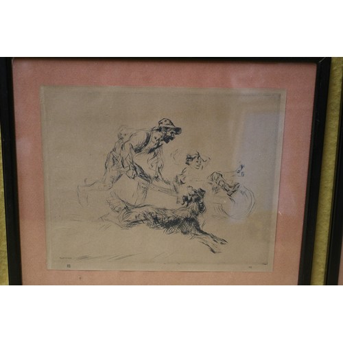 120 - 4 Early 20th Century Dry Point Etchings by Channel Islands Artist, Signed E. Blampied - 31 x 26.5 cm