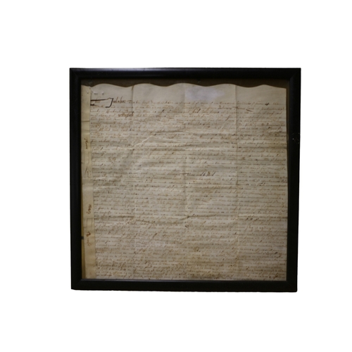 133 - Display Framed 18th Century Indenture, 43.5 x 44.5 cm