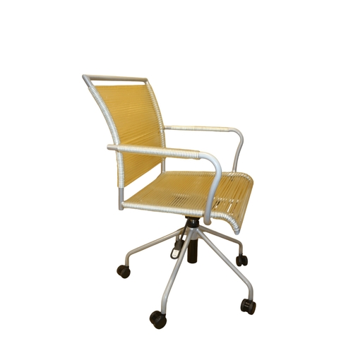 137 - Adjustable Metal Frame Spaghetti Swivel Chair, One Caster Needs attention