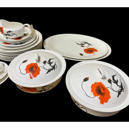 23 - Large Selection of Wedgwood 'Susie Cooper' Corn Poppy Design Crockery Set - Over 55 Pieces