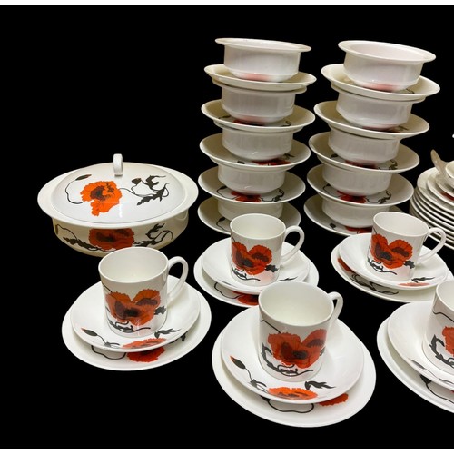 23 - Large Selection of Wedgwood 'Susie Cooper' Corn Poppy Design Crockery Set - Over 55 Pieces