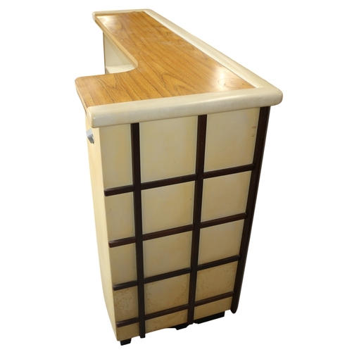 1 - Hand Made Corner or 'L' Shape Bar with Japanese Screen Effect, Cushioned Edging, Shelving and Wipe C... 