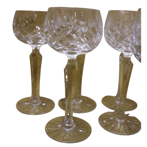 18 - 1980's Set of 8 Tall Stem Crystal Hock Glasses