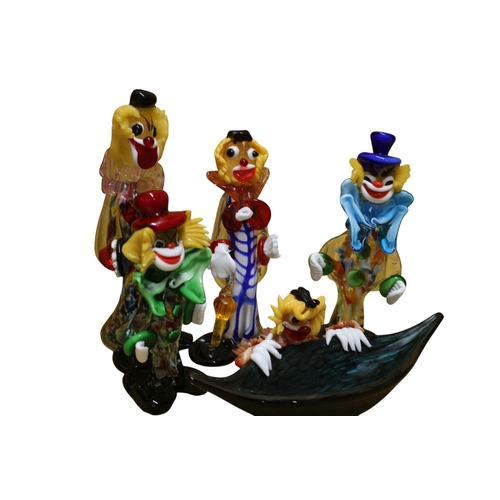 33 - Nice Collection of 5 Various Murano Clowns, including Gondola Styled Example - Several with Original... 