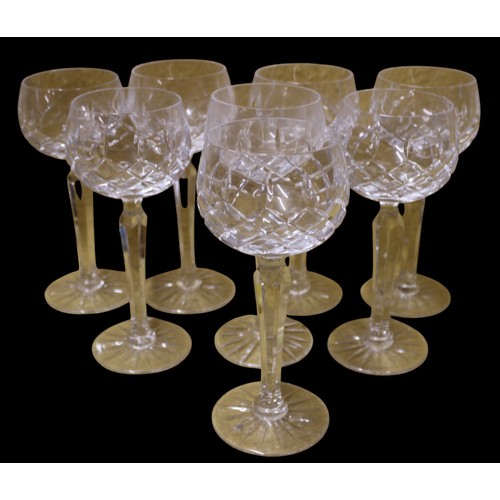 18 - 1980's Set of 8 Tall Stem Crystal Hock Glasses