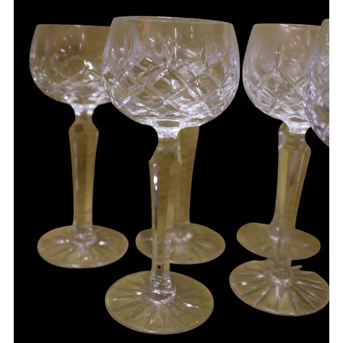 18 - 1980's Set of 8 Tall Stem Crystal Hock Glasses