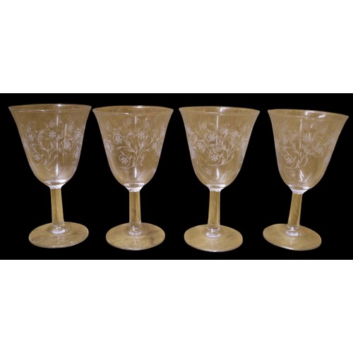 20 - Set of 4 Floral Engraved Glasses from the 1980's Era