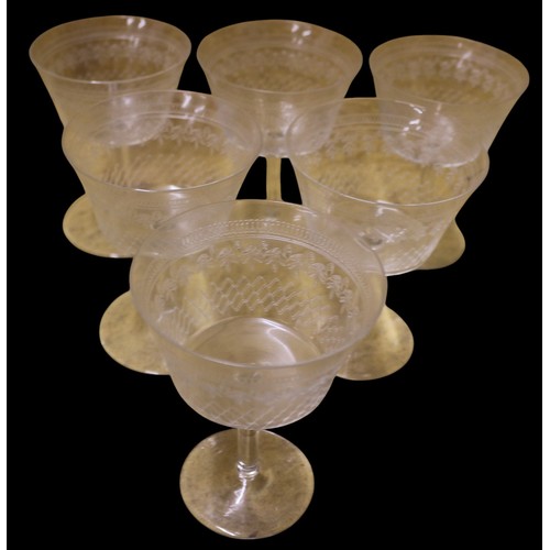 22 - Circa 1920's Set of 6 Tall Lady Hamilton Champagne Coupes - Pall Mall Pattern