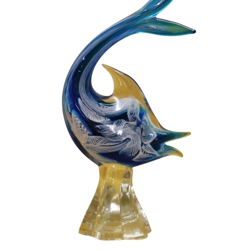 34 - Vintage Murano Blue Glass Fish - 25cm