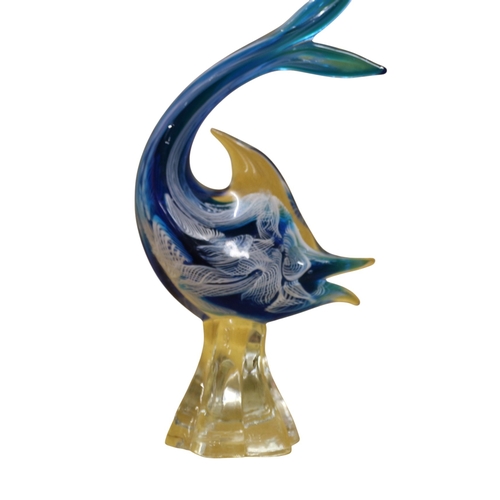 34 - Vintage Murano Blue Glass Fish - 25cm