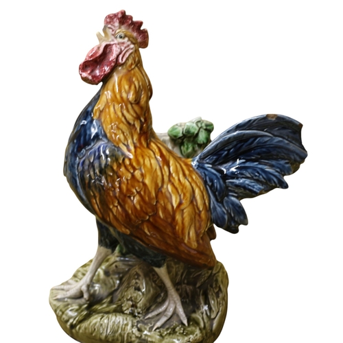 42 - Rare Item - A French Majolica Model of a Cockerel by Louis Carrier Belleuse - Circa 1880 / 1890 - 36... 