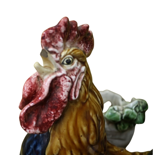 42 - Rare Item - A French Majolica Model of a Cockerel by Louis Carrier Belleuse - Circa 1880 / 1890 - 36... 