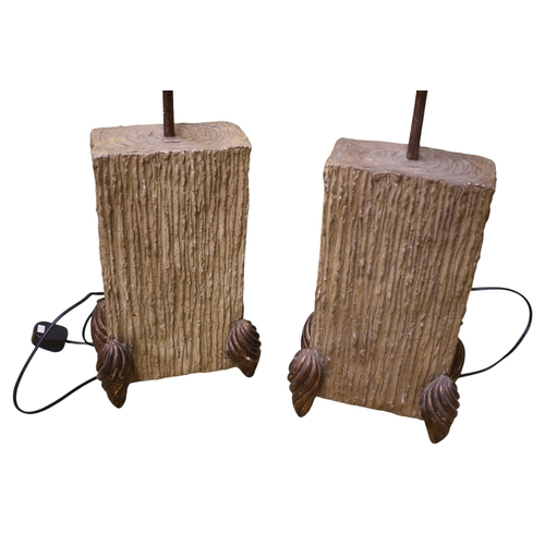 78 - Pair of Bark Effect Tall Lamps - Flambeau UK  - 62cm Tall - Working