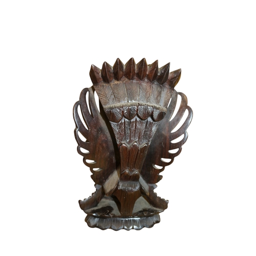 82 - Balinese Hand Carved Vintage - 1960's Era - Ebony Wood Sculpture of Vishnu Riding Garuda Njana Tilem... 