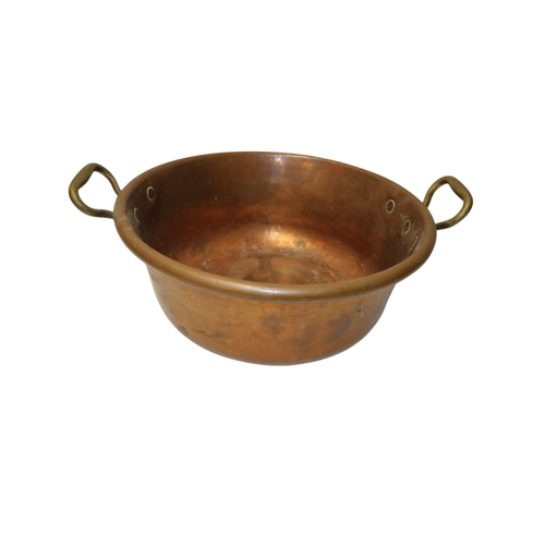 1 - Heavy Antique Circa 19th Century (4kg), Copper/Brass Preserve Pan - 49cm Handle to Handle