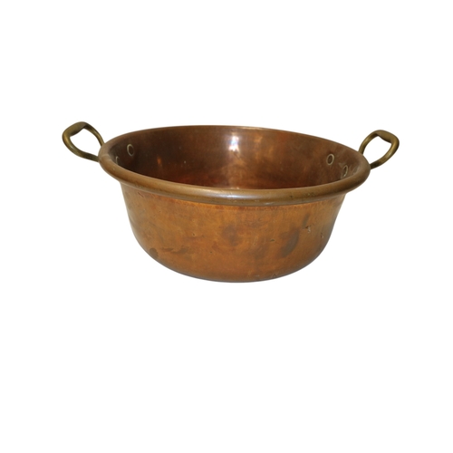 1 - Heavy Antique Circa 19th Century (4kg), Copper/Brass Preserve Pan - 49cm Handle to Handle