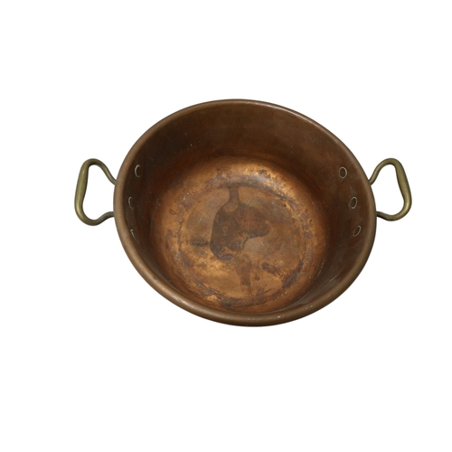 1 - Heavy Antique Circa 19th Century (4kg), Copper/Brass Preserve Pan - 49cm Handle to Handle