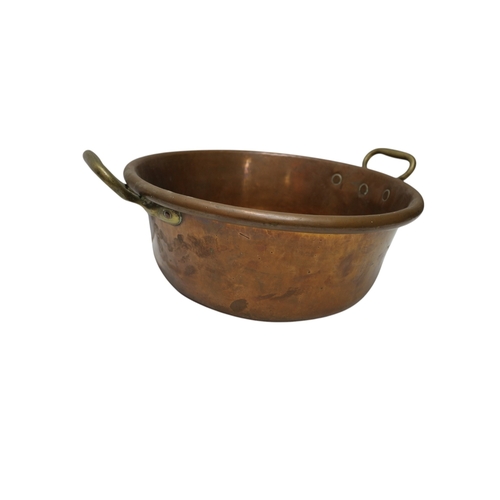 1 - Heavy Antique Circa 19th Century (4kg), Copper/Brass Preserve Pan - 49cm Handle to Handle