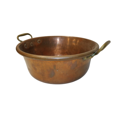 1 - Heavy Antique Circa 19th Century (4kg), Copper/Brass Preserve Pan - 49cm Handle to Handle