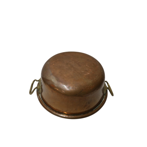 1 - Heavy Antique Circa 19th Century (4kg), Copper/Brass Preserve Pan - 49cm Handle to Handle