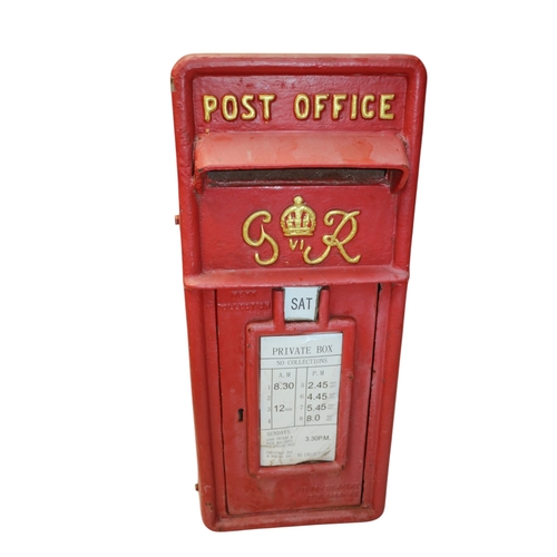 5 - Vintage Post Box George VI, 59cm tall x 25cm wide x 35cm deep