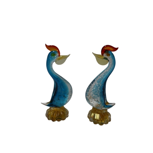 7 - Murano Birds x2 22cm tall