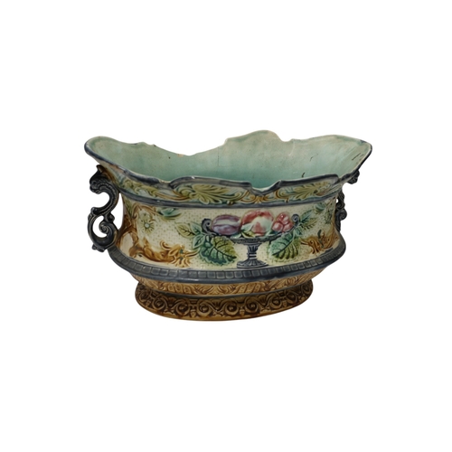 14 - Rare Antique French Majolica Planter, 38cm wide