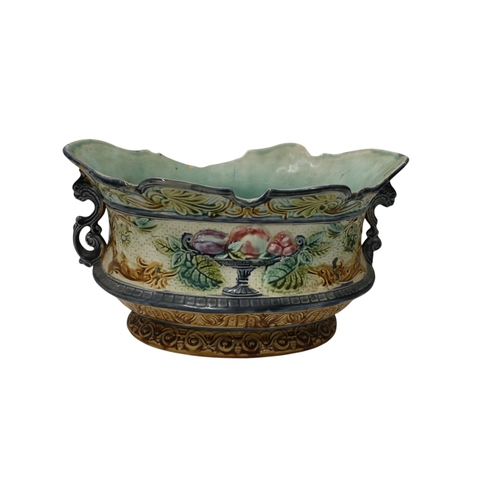 14 - Rare Antique French Majolica Planter, 38cm wide