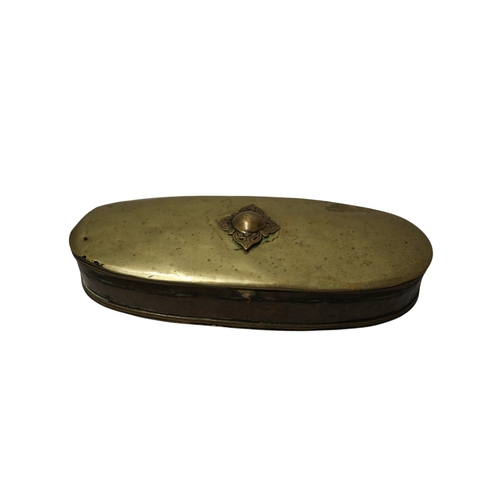 20 - 19th Century, Believed to be Dutch Brass Table Snuff Lidded Pot, 16cm Wide