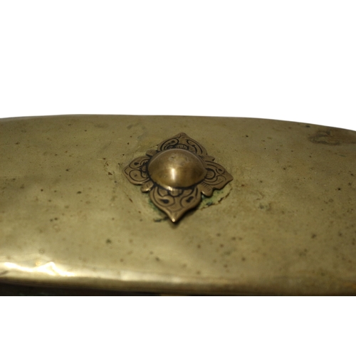 20 - 19th Century, Believed to be Dutch Brass Table Snuff Lidded Pot, 16cm Wide