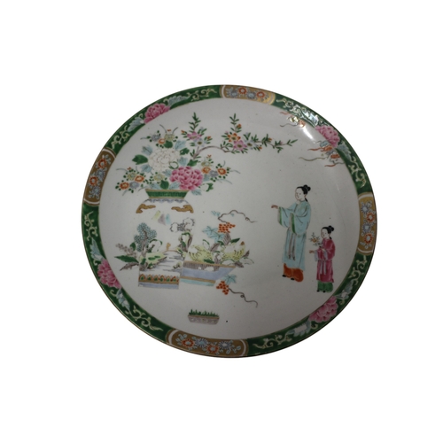 30 - 19th Century Famille Verte Plate Hand Painted, 34cm dia