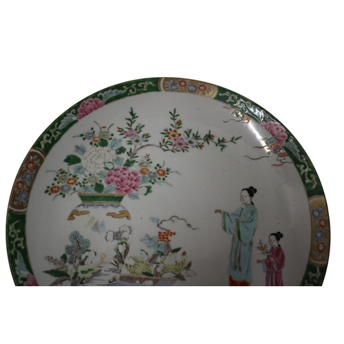 30 - 19th Century Famille Verte Plate Hand Painted, 34cm dia