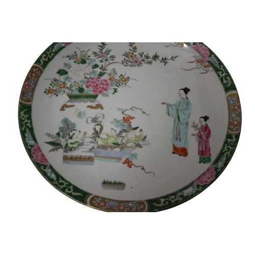 30 - 19th Century Famille Verte Plate Hand Painted, 34cm dia